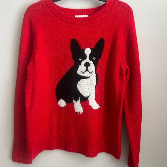 Cupcakes & Cashmere Sweater M Red Boston Terrier Dog Puppy Christmas Holiday - Picture 1 of 10